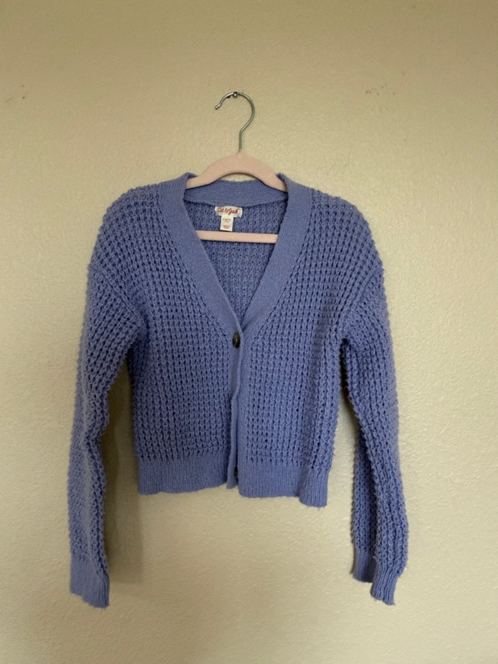 Cat & Jack Lilac Open-Knit V-Neck Cardigan